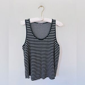 Vince Gray White Striped Scoop Neck Racerback Tank Top Womens Large